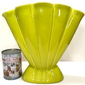 Vintage Red Wing Pottery Pedestal Vase – Chartreuse Green – Mid-Century
